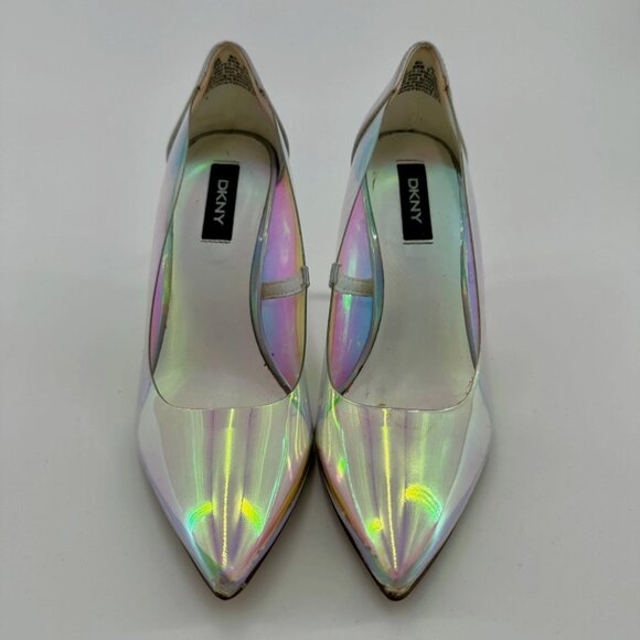 DKNY Iridescent Holographic Pointed Toe Heels Size 6 Stiletto Pumps Womens - Picture 7 of 7